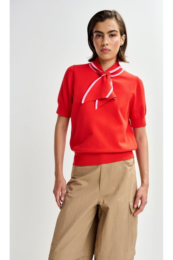 Essentiel Antwerp Jonda Contrast Color Polo - Orange Brulee