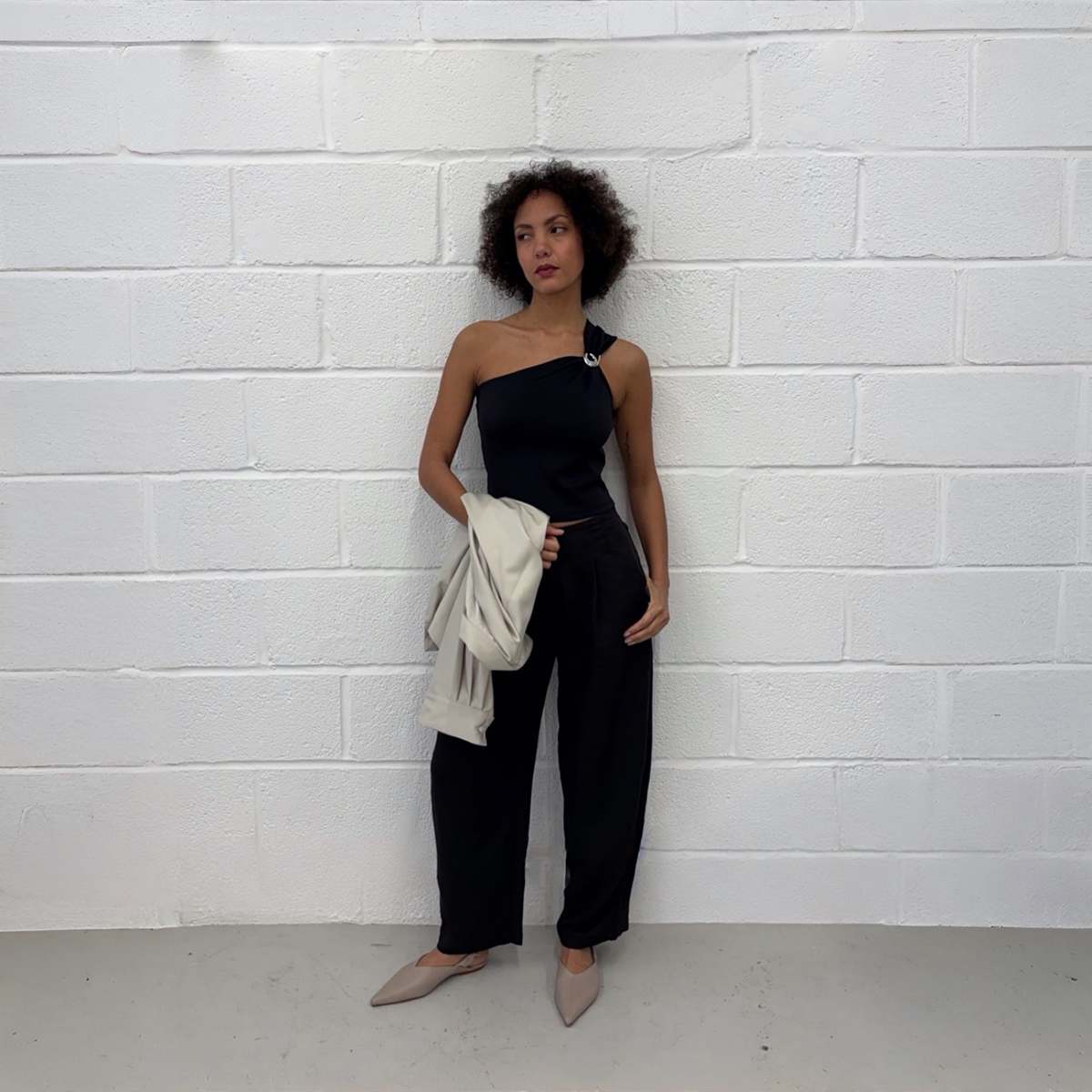 London Atelier Byproduct One-Shoulder Top With Brooch - Image 3 of 10