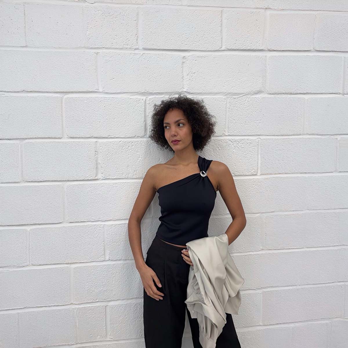 London Atelier Byproduct One-Shoulder Top With Brooch - Image 4 of 10