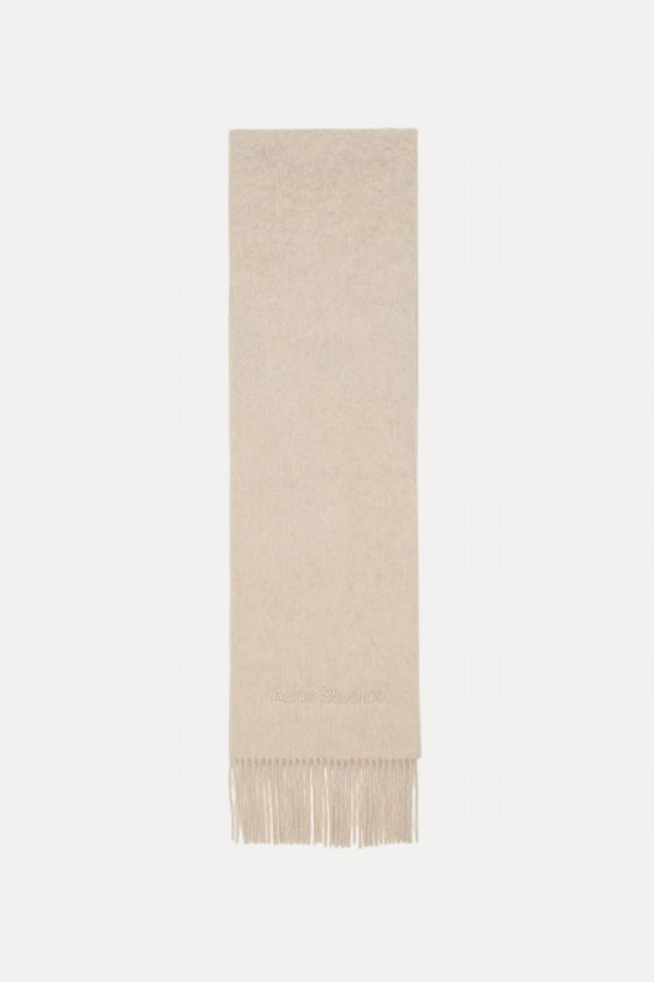 Acne Studios Oatmeal Melange Logo Scarf