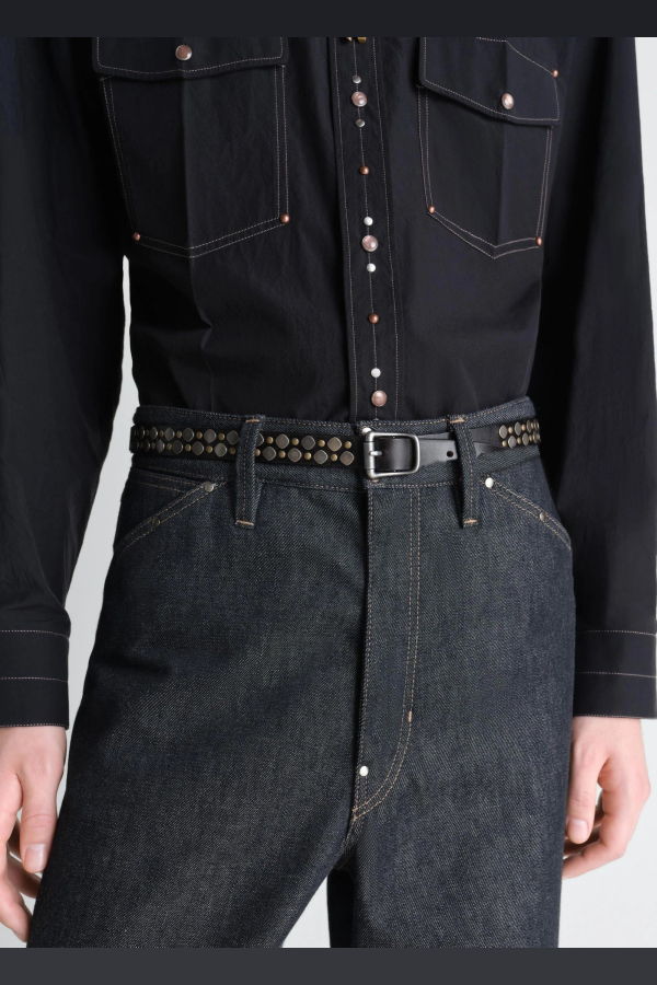 Lemaire Rio Studs Belt - Dark Brown