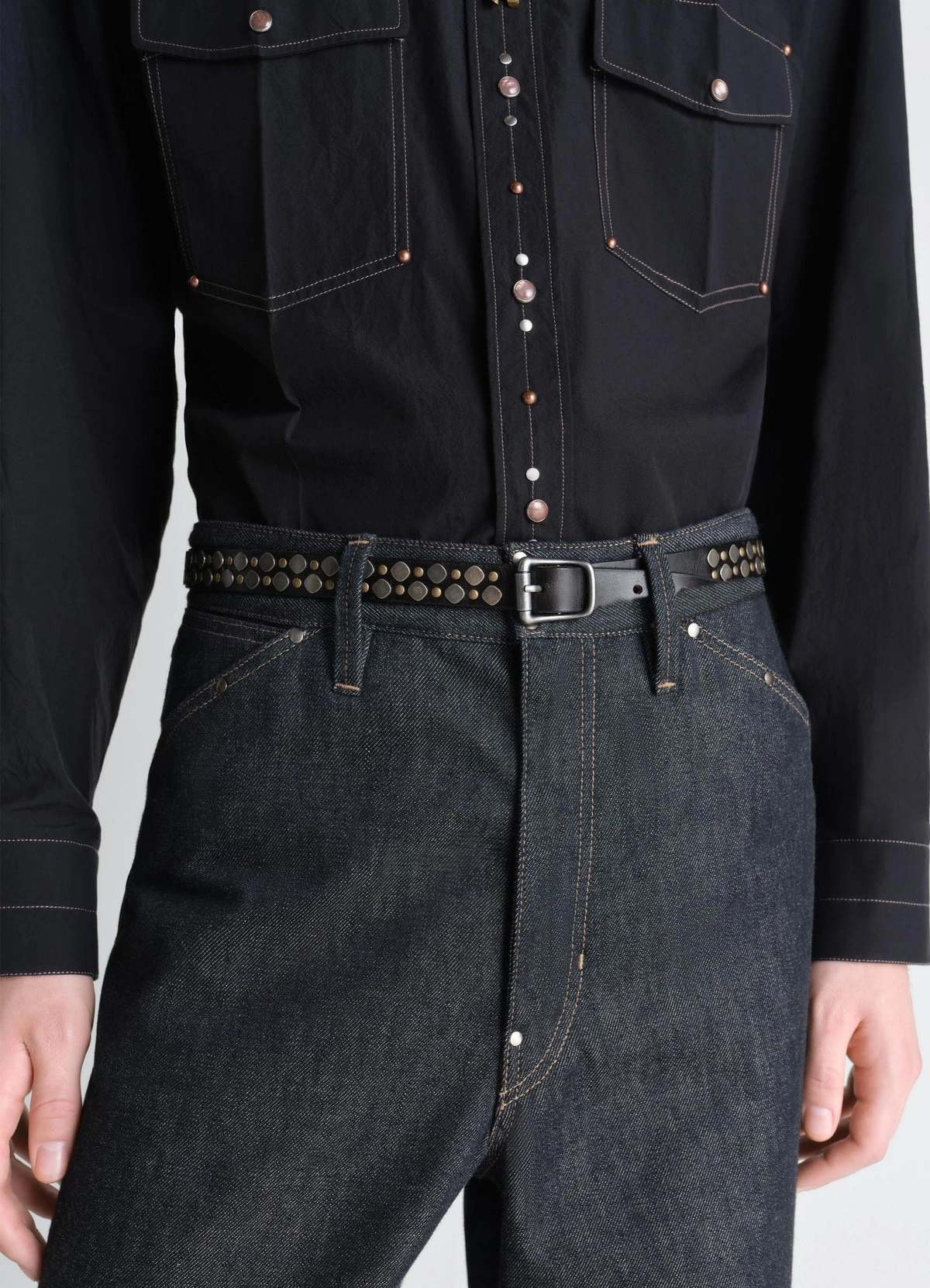 Lemaire Rio Studs Belt - Dark Brown - Image 2 of 5