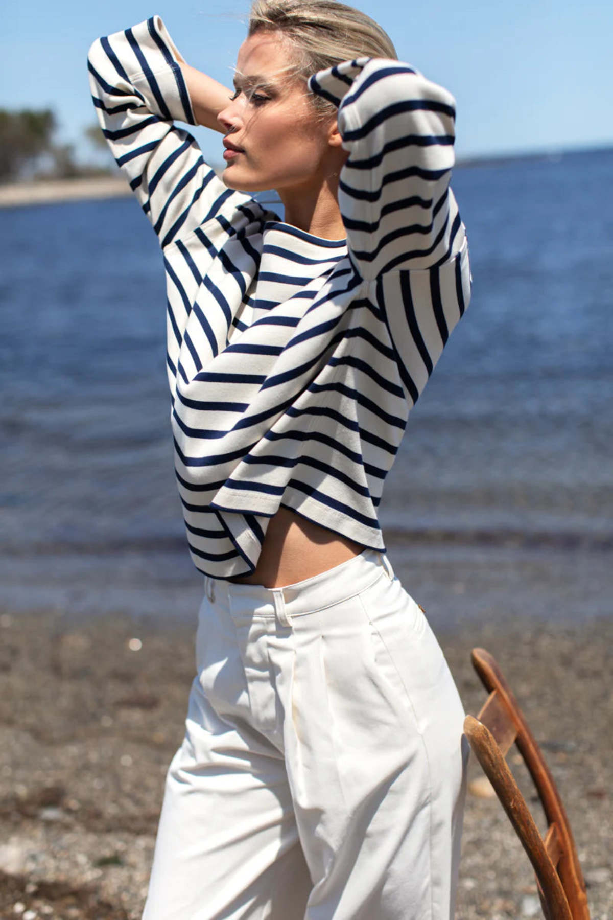 Emerson Fry Bateau Top - Navy White Stripe - Image 1 of 5