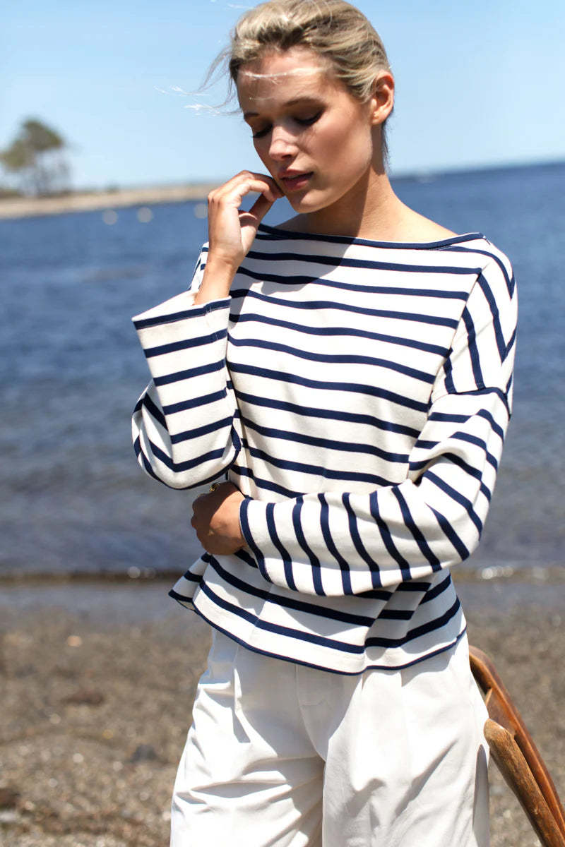 Emerson Fry Bateau Top - Navy White Stripe