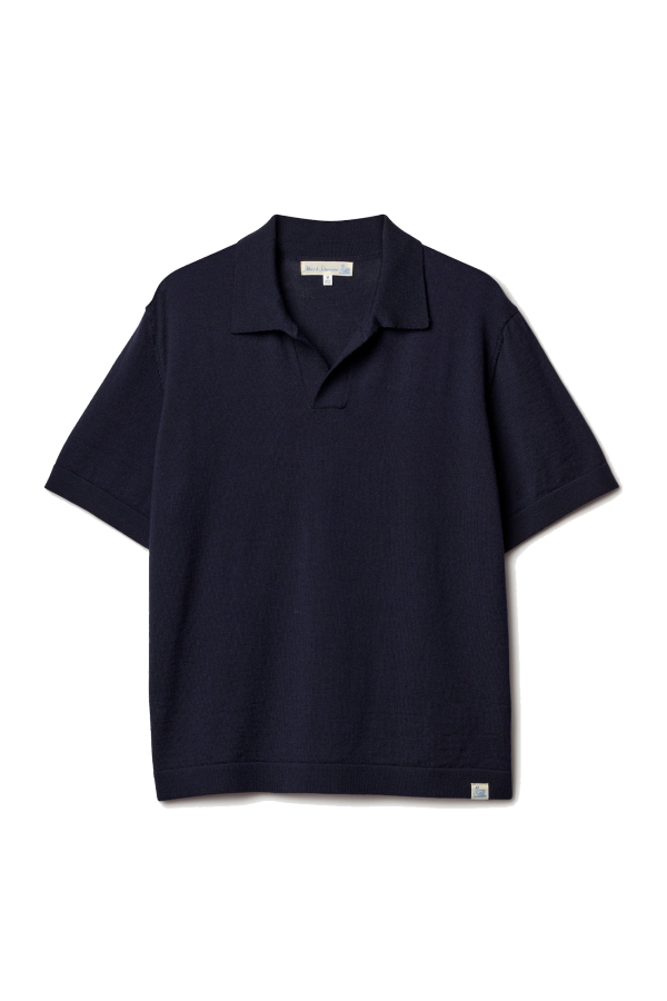 Merz b. Schwanen Knitted Merino Short Sleeve Polo