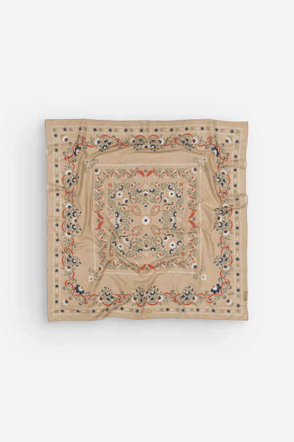 Maison Lecomte Flament Secret Garden Crema Cotton Bandana Scarf