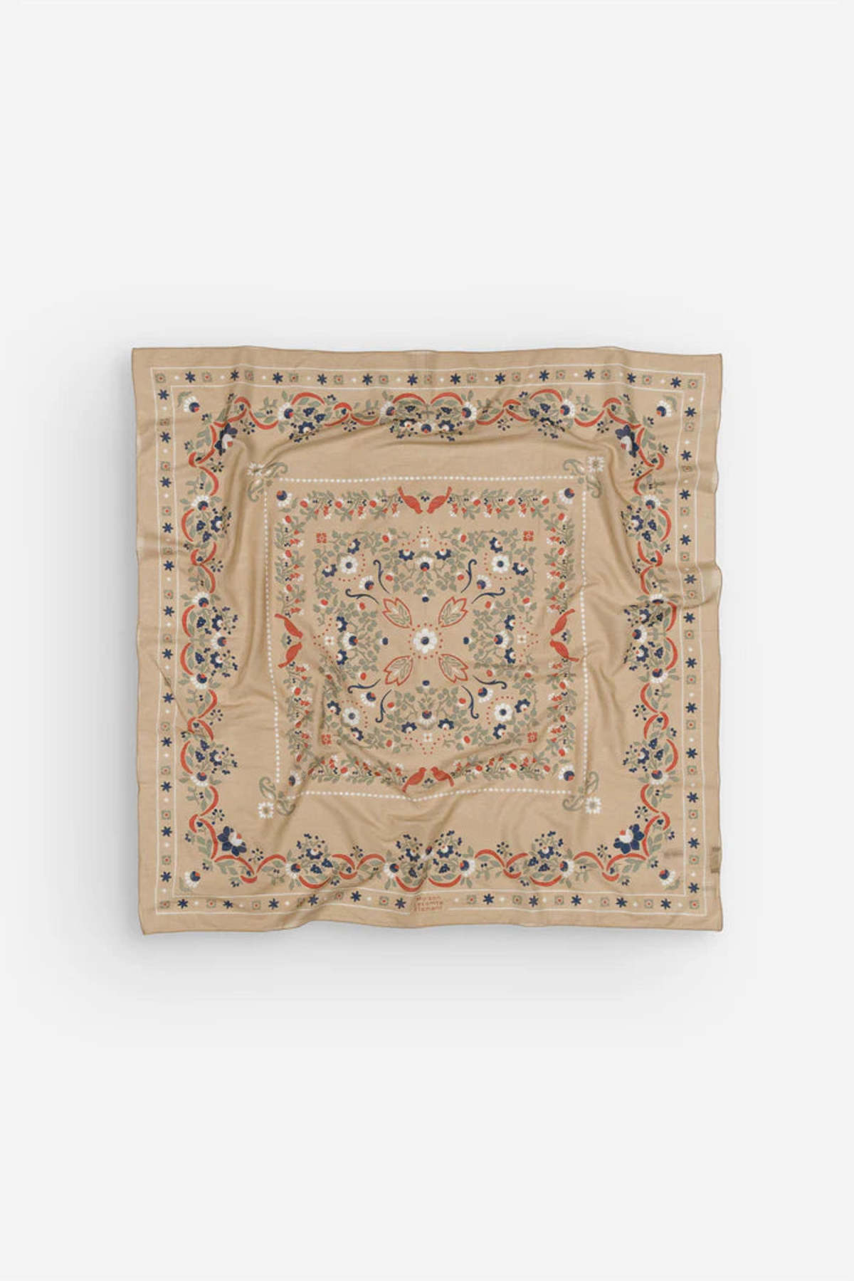Maison Lecomte Flament Secret Garden Crema Cotton Bandana Scarf - Image 1 of 3