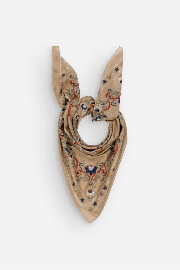 Maison Lecomte Flament Secret Garden Crema Cotton Bandana Scarf
