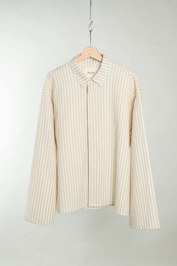William Frederick Cafe Shirt Fox Fibre Stripe - Cream
