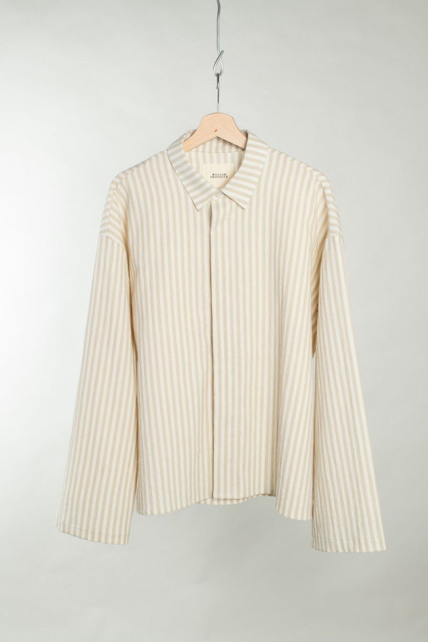 William Frederick Cafe Shirt Fox Fibre Stripe - Cream