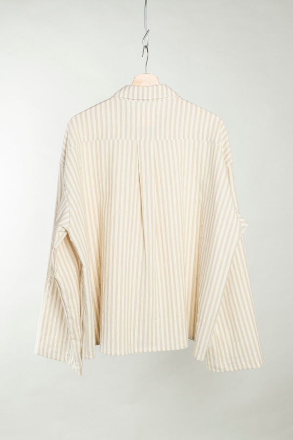 William Frederick Cafe Shirt Fox Fibre Stripe - Cream