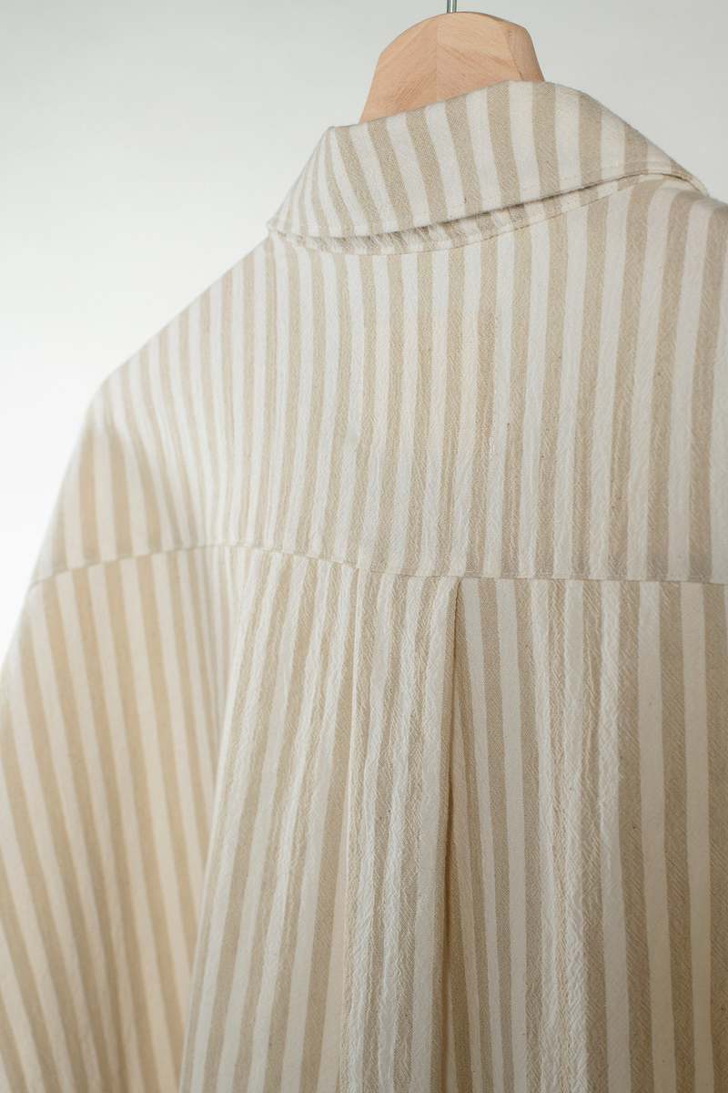 William Frederick Cafe Shirt Fox Fibre Stripe - Cream