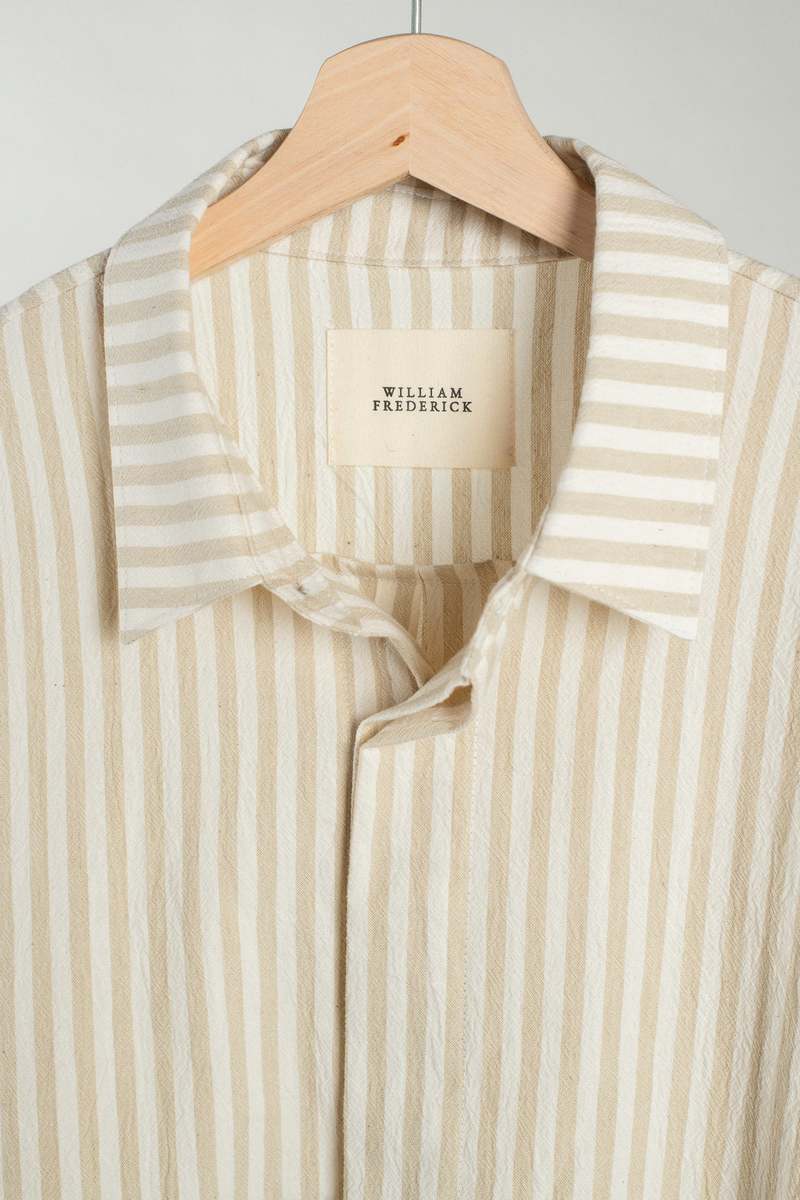 William Frederick Cafe Shirt Fox Fibre Stripe - Cream