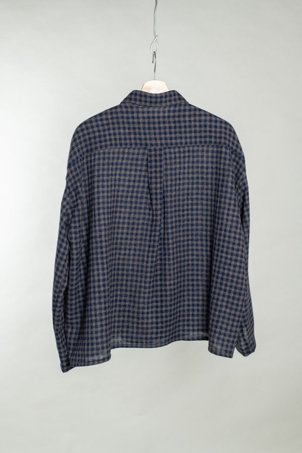 William Frederick Cafe Shirt - Navy Olive Plaid