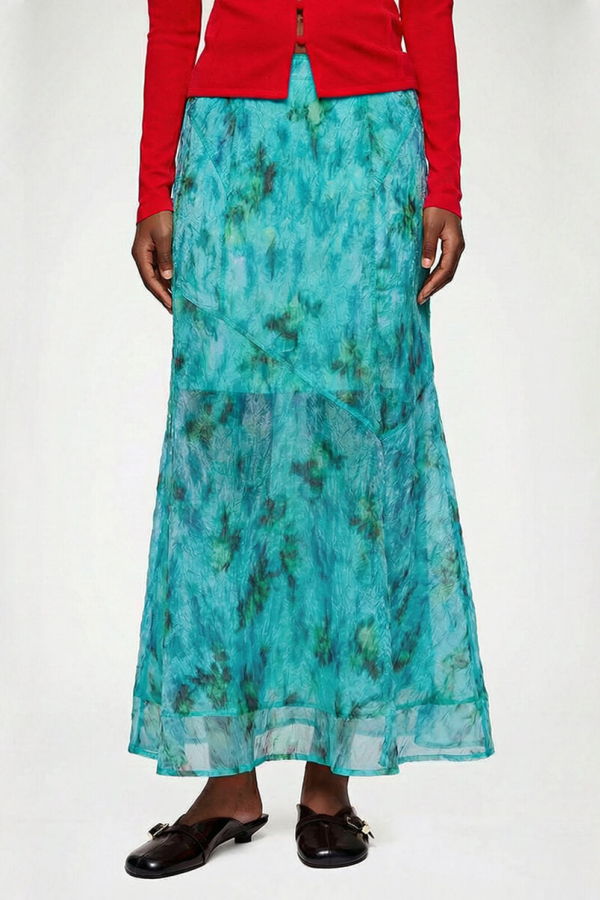 Ganni Shibori Organza Fluid Skirt