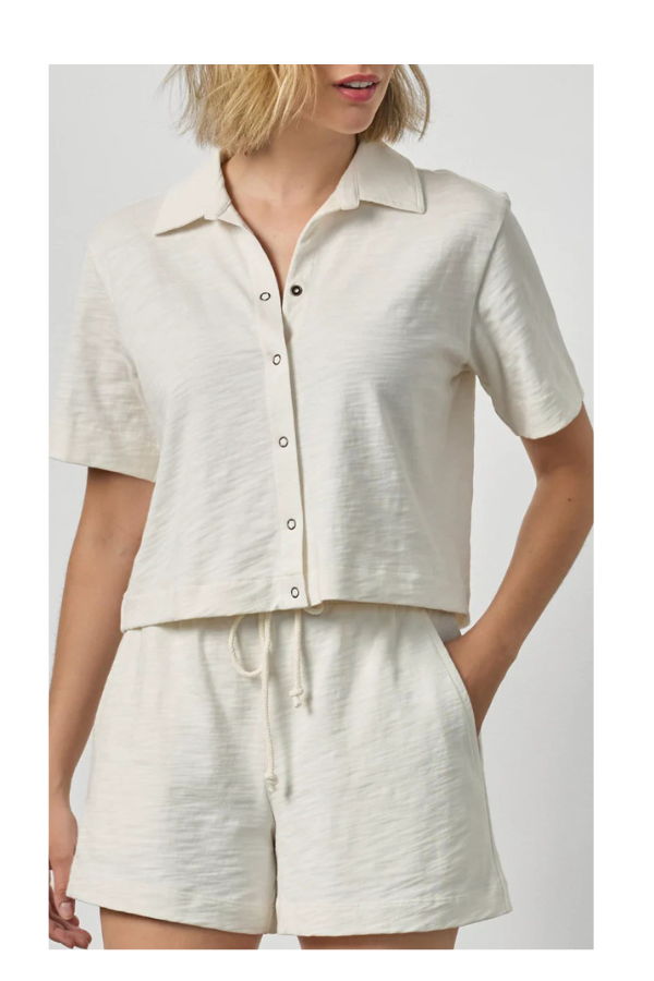 Lilla P. Elbow Sleeve Button Down Blouse