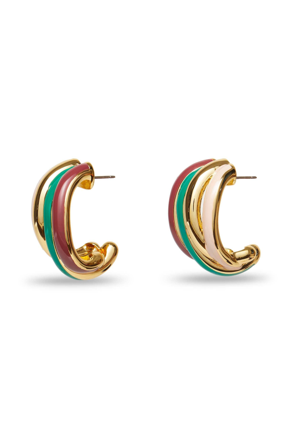 LeLe Sadoughi Jade Multi Stacking Hoop Earrings