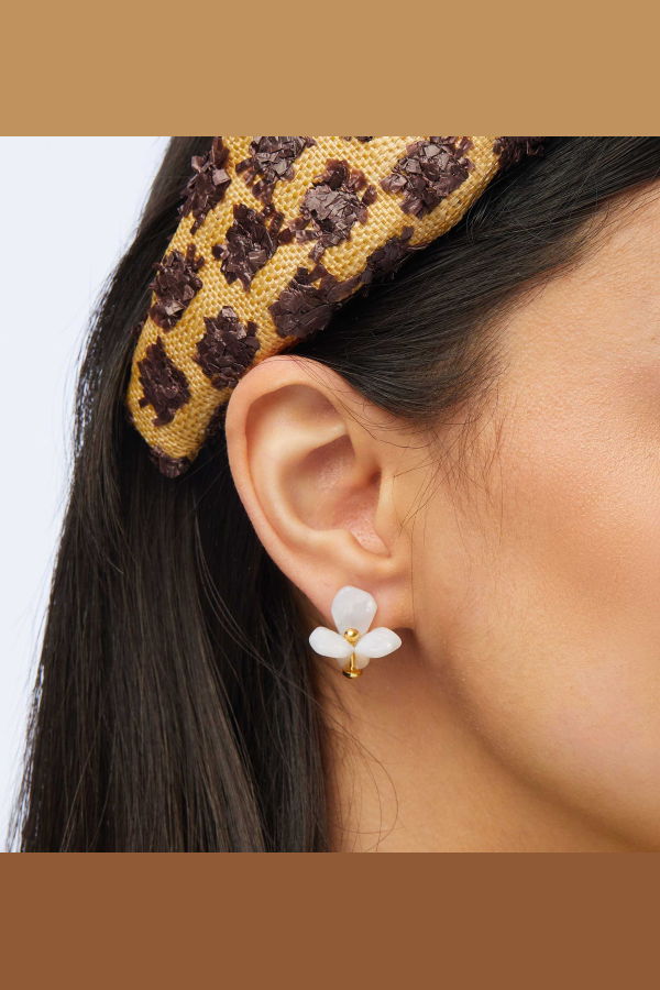 LeLe Sadoughi Mother of Pearl Trillium Stud Earrings