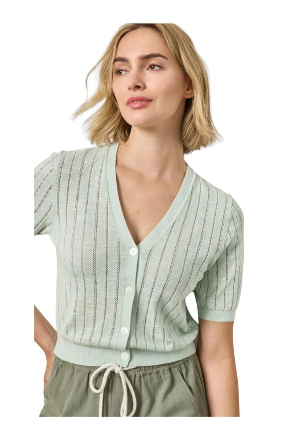 Lilla P. Open Stitch V-Neck Cardigan