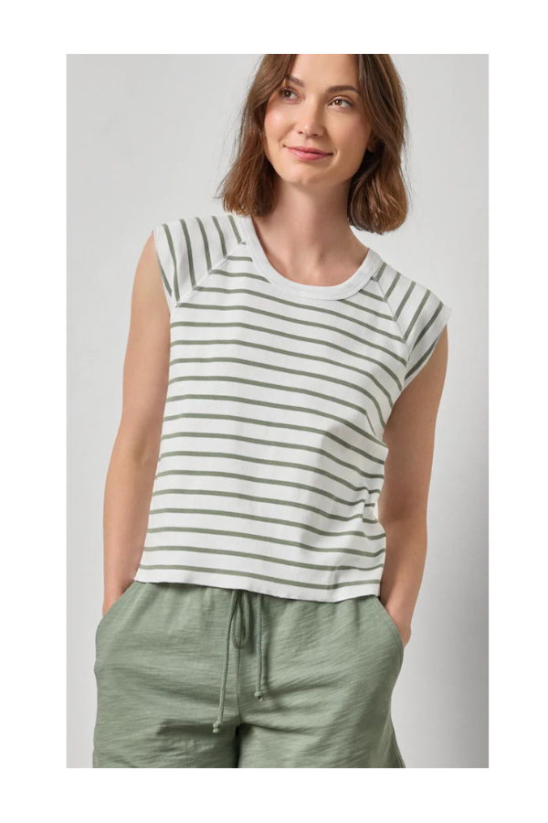 Lilla P. Rib Stripe Short Sleeve Scoop Neck Tee