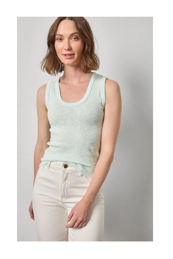 Lilla P. Ribbed Slub Scoop Neck Tank
