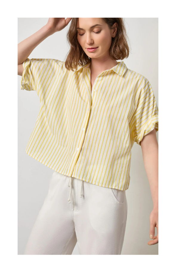 Lilla P. Striped Oversized Button Down Dolman Shirt