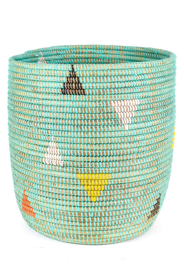 African Modern Aqua Teranga Triangles Basket African Modern Aqua Teranga Triangles Basket
