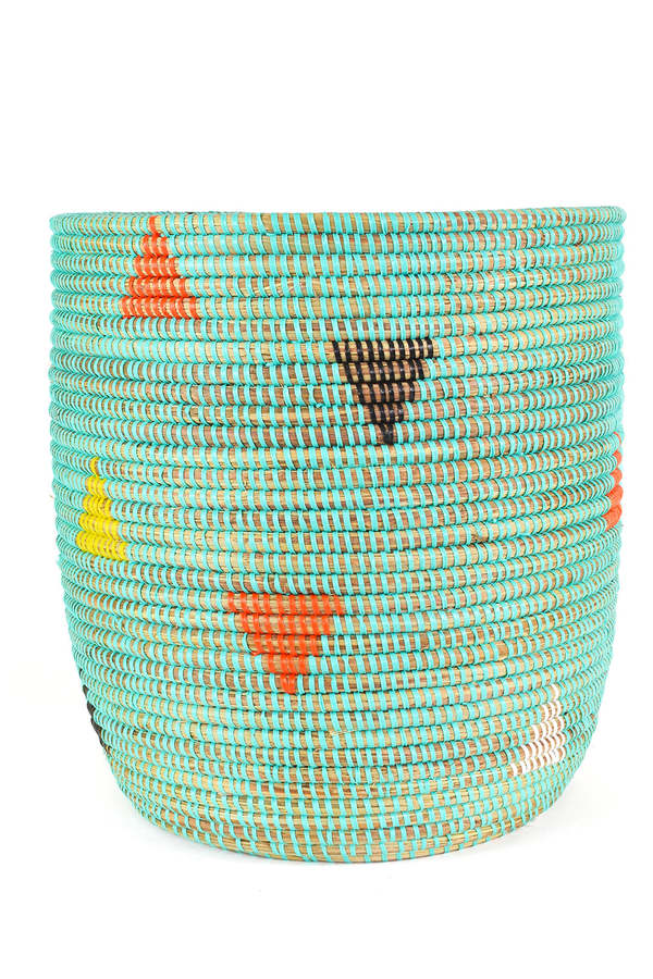 African Modern Aqua Teranga Triangles Basket