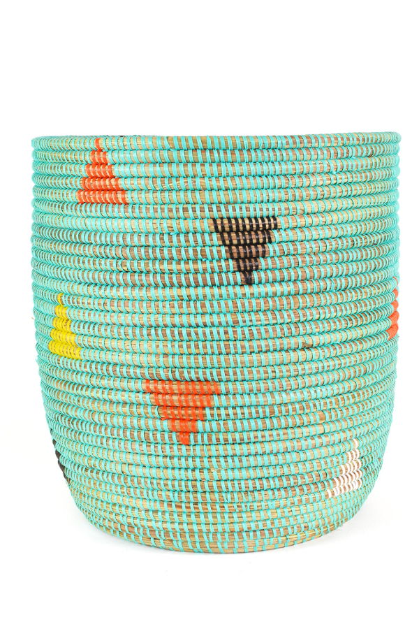 African Modern Aqua Teranga Triangles Basket