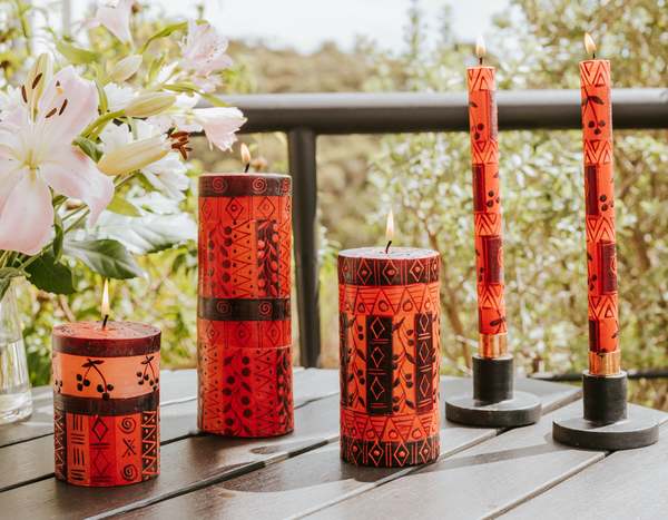 Thumbprint Artifacts Berry Blaze Painted Candles