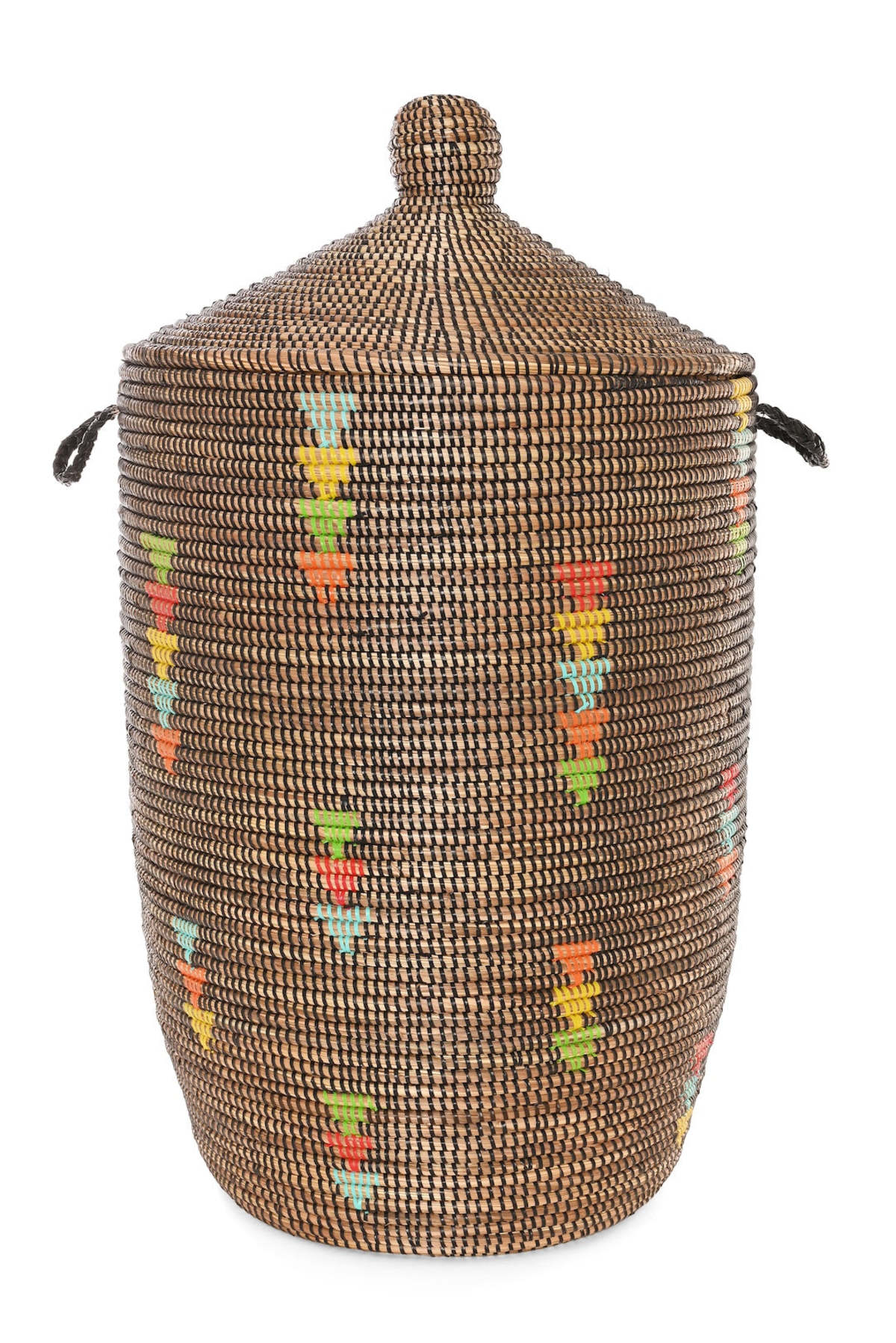 African Modern Prism Triangles Slender Laurel Hamper Basket - Image 1 of 4