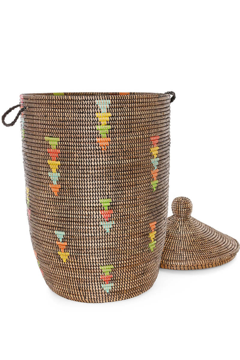 African Modern Prism Triangles Slender Laurel Hamper Basket