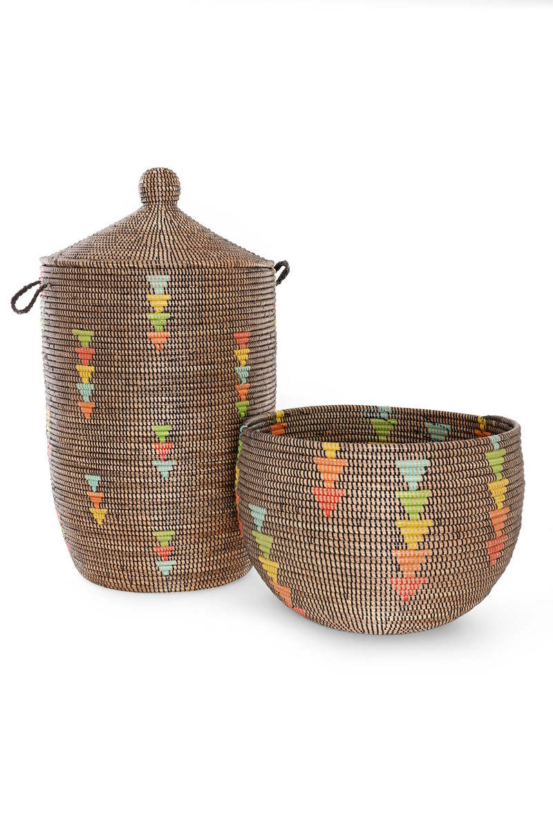 African Modern Prism Triangles Slender Laurel Hamper Basket
