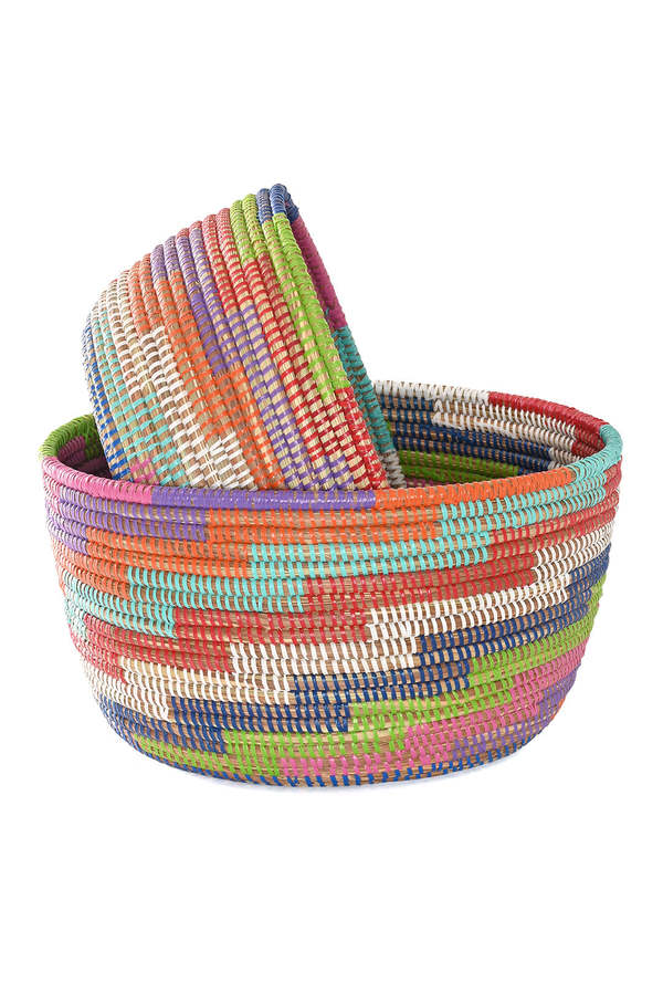 African Modern S/2 Stairwell Nesting Baskets