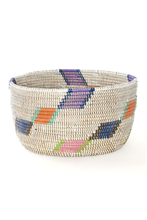 African Modern Set of 2 Diagonal Diamond Nesting Storage Baskets