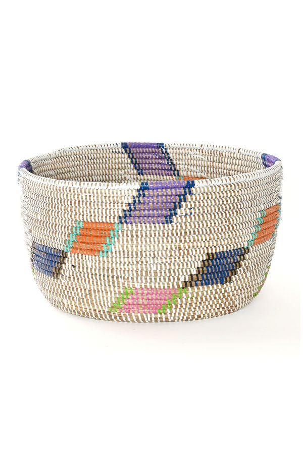 African Modern Set of 2 Diagonal Diamond Nesting Storage Baskets