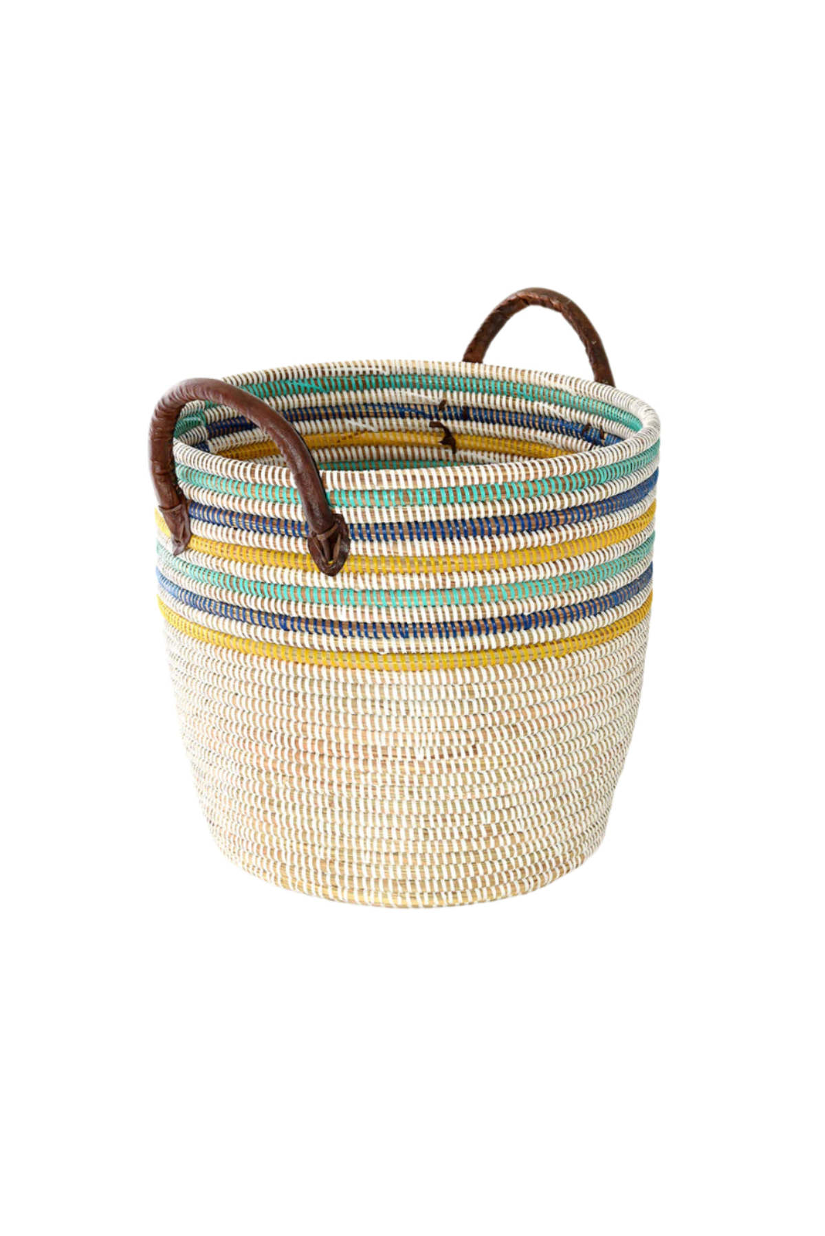 African Modern S/2 Malika Beach Nesting Baskets with Leather Handles - Image 2 of 4