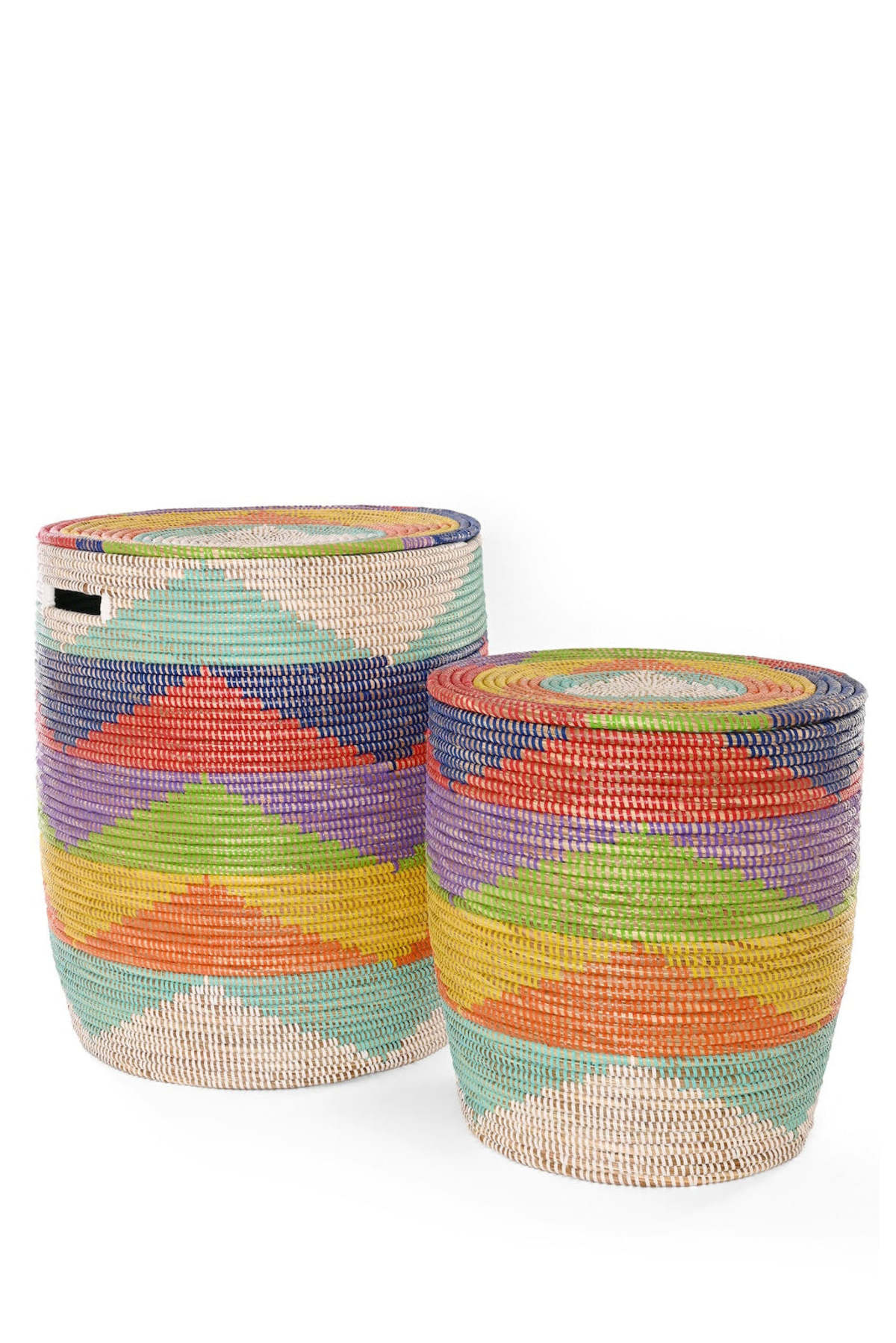 African Modern S/2 Rainbow Mountains Flat Lidded Hampers - Image 2 of 6