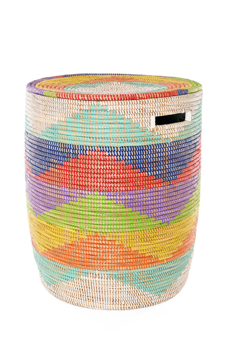 African Modern S/2 Rainbow Mountains Flat Lidded Hampers