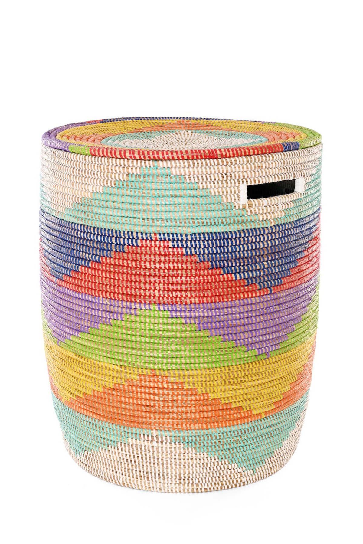 African Modern S/2 Rainbow Mountains Flat Lidded Hampers - Image 3 of 6