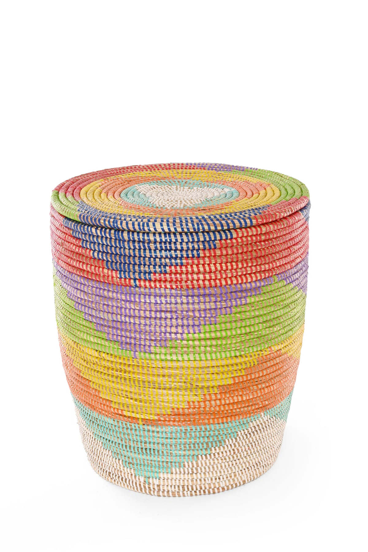 African Modern S/2 Rainbow Mountains Flat Lidded Hampers - Image 5 of 6
