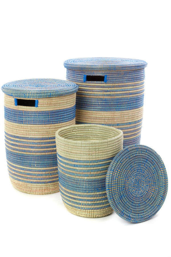 African Modern S/3 Ebb & Flow Striped Hampers