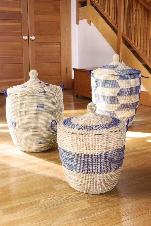 African Modern Set of 3 Mixed Pattern Hampers
