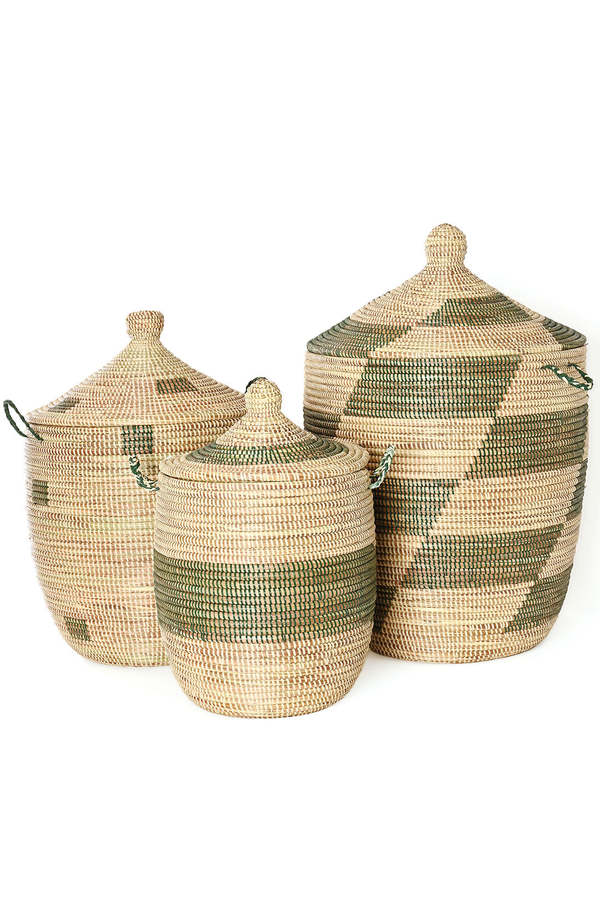 African Modern Set of 3 Mixed Pattern Hampers African Modern Set of 3 Mixed Pattern Hampers