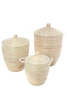 African Modern Set of 3 Solid White Hampers - Thumbnail 1
