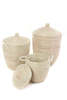 African Modern Set of 3 Solid White Hampers - Thumbnail 3
