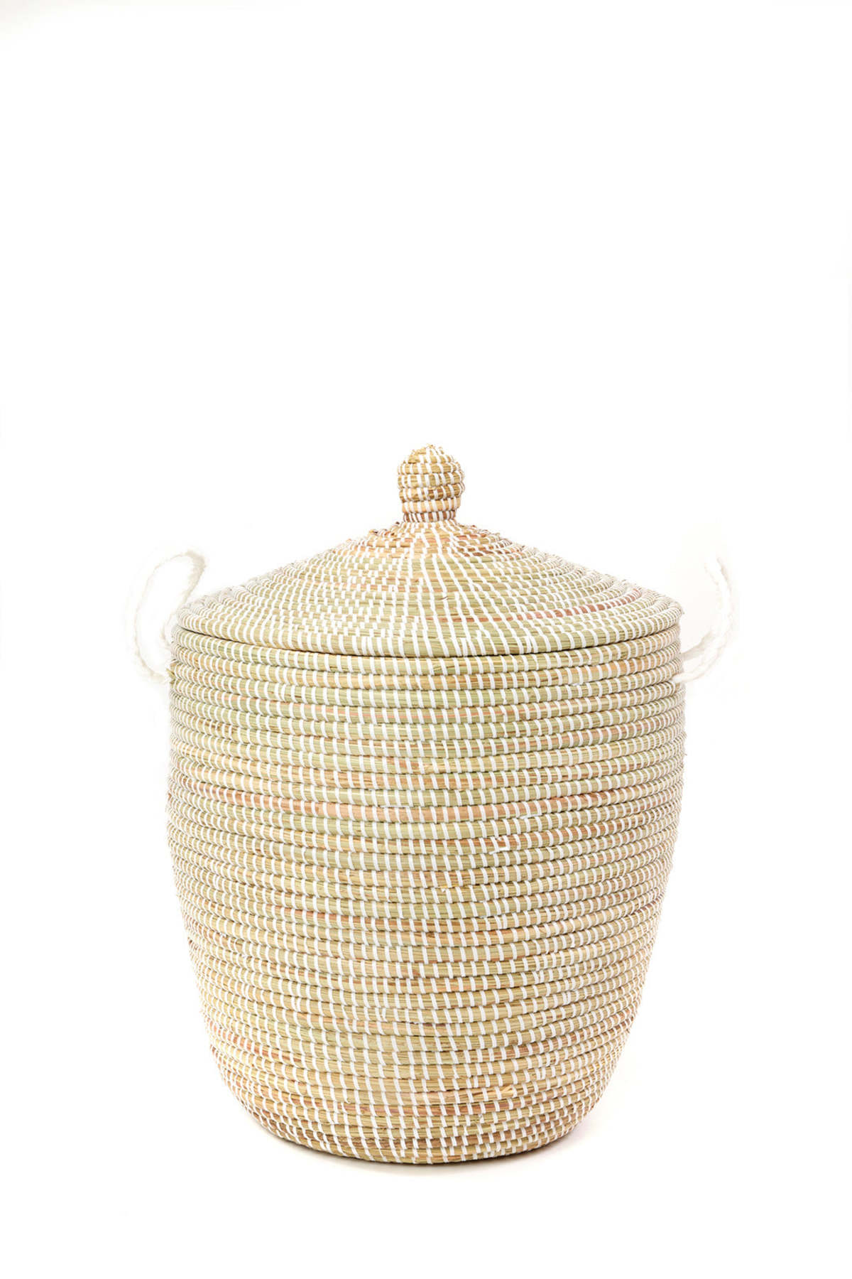 African Modern Set of 3 Solid White Hampers - Image 5 of 5