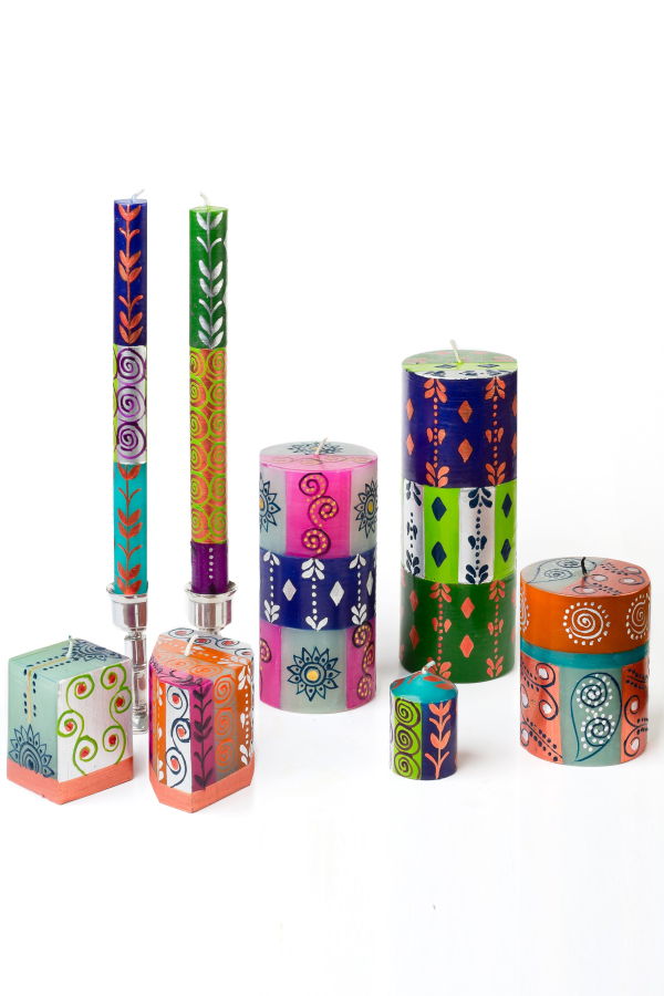 Thumbprint Artifacts Sari Painted Candles