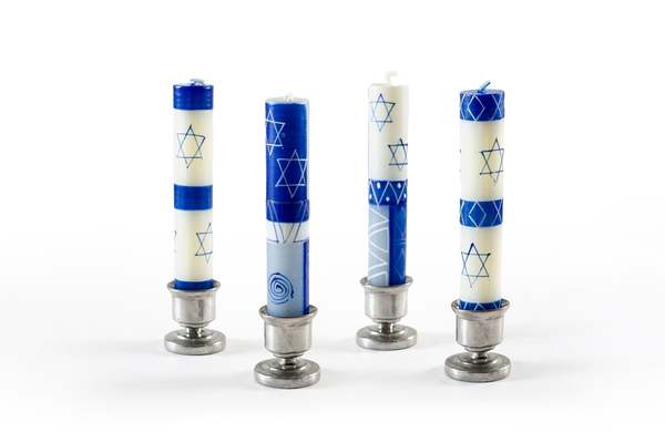 Thumbprint Artifacts Shabbat Star of David Painted Candles