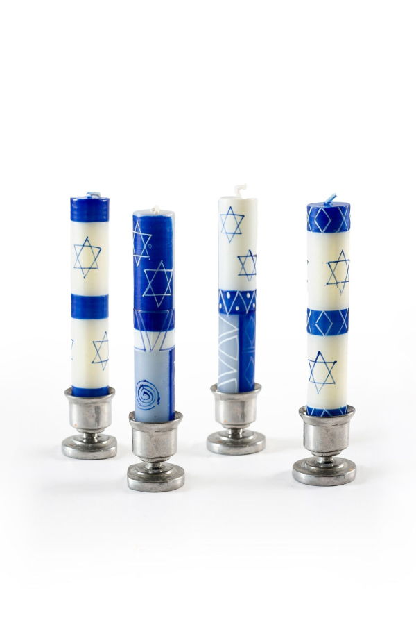 Thumbprint Artifacts Shabbat Star of David Painted Candles